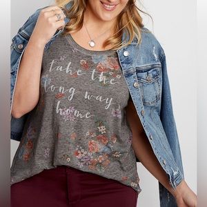 plus size long way home floral graphic tee